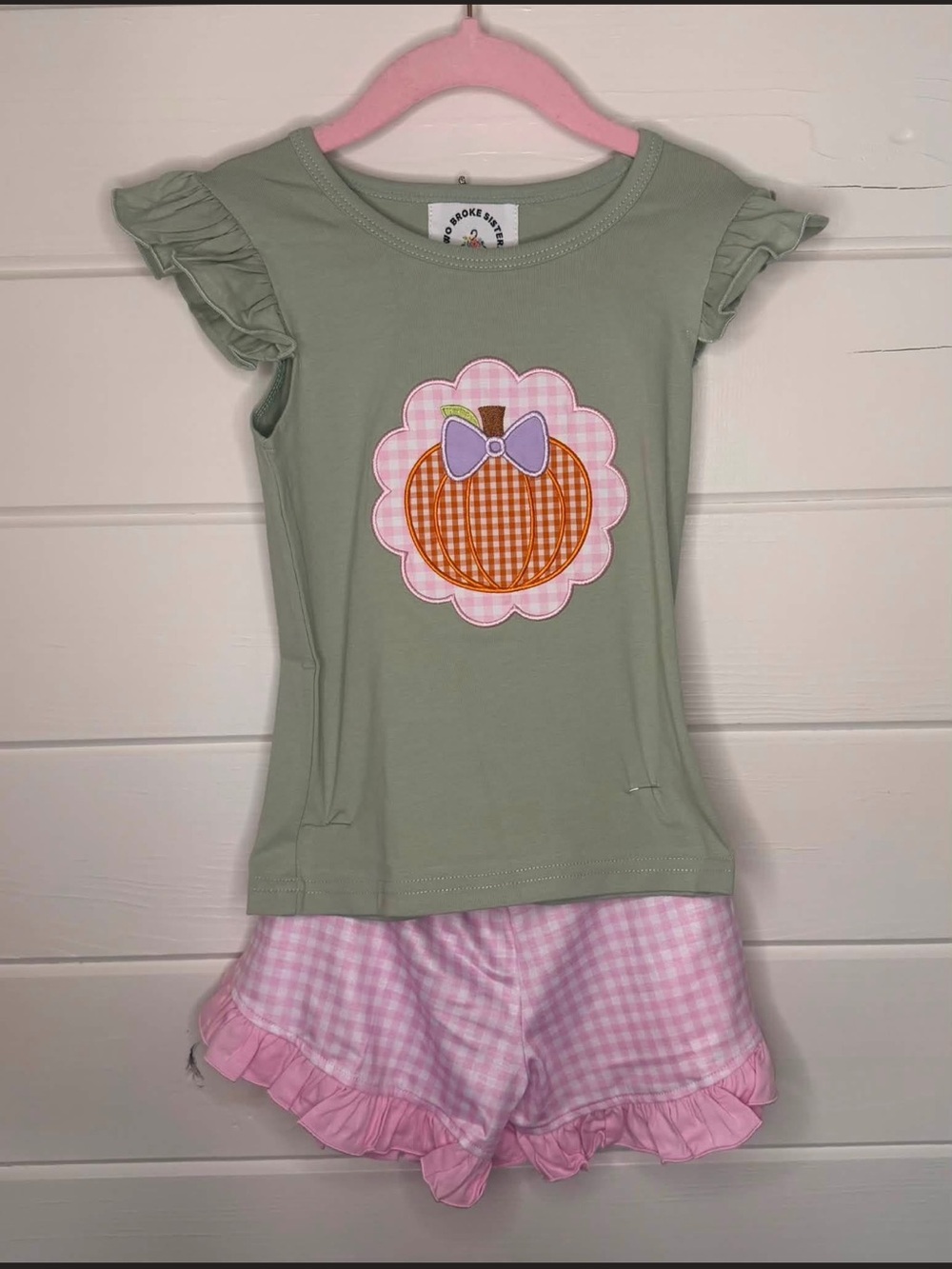 Girls Gingham Pumpkin set/ Halloween